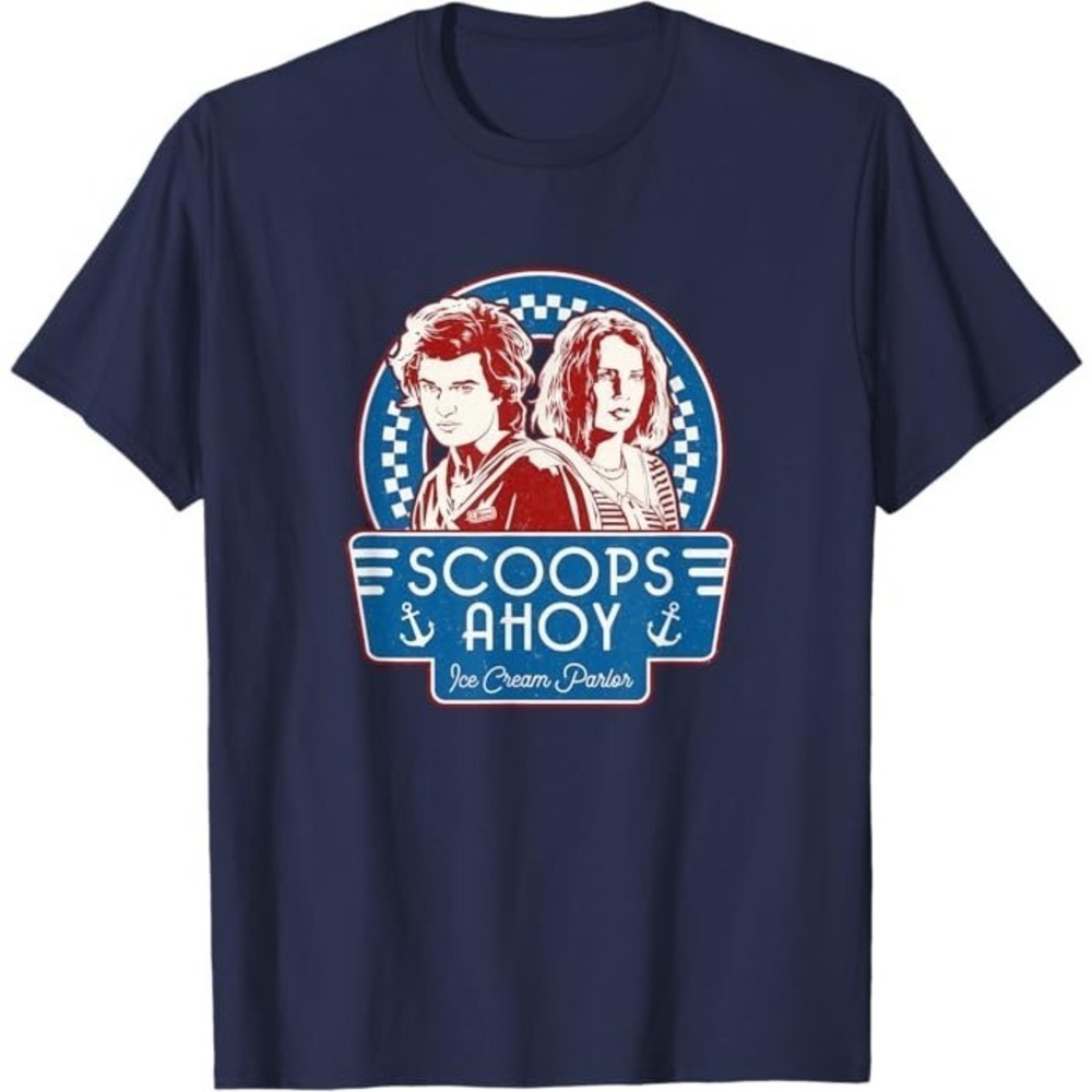 Stranger Things Scoops Ahoy Steve Robin Chest Retro Poster T-Shirt
